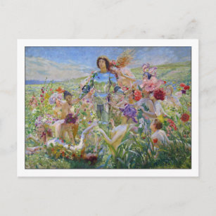 Cartão Postal Cavaleiro das Flores por Rochegrosse