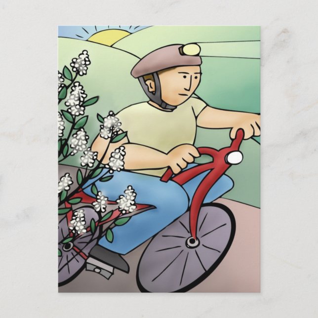 Cartão Postal Cavaleiro de Bicicleta no Sunset (Frente)