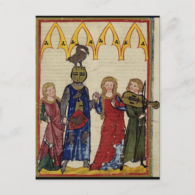 Cartão Postal Cavaleiro Medieval Com Ganso Na Cabeça (Frente)