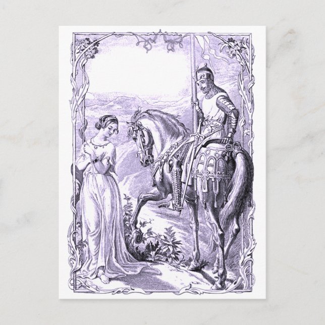 Cartão Postal Cavaleiro Medieval e Lady (Frente)