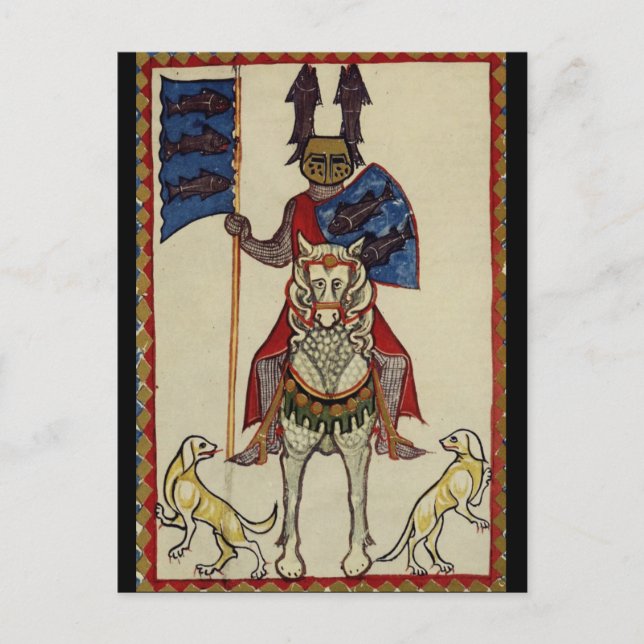 Cartão Postal Cavaleiro Medieval Enfrentando (Frente)