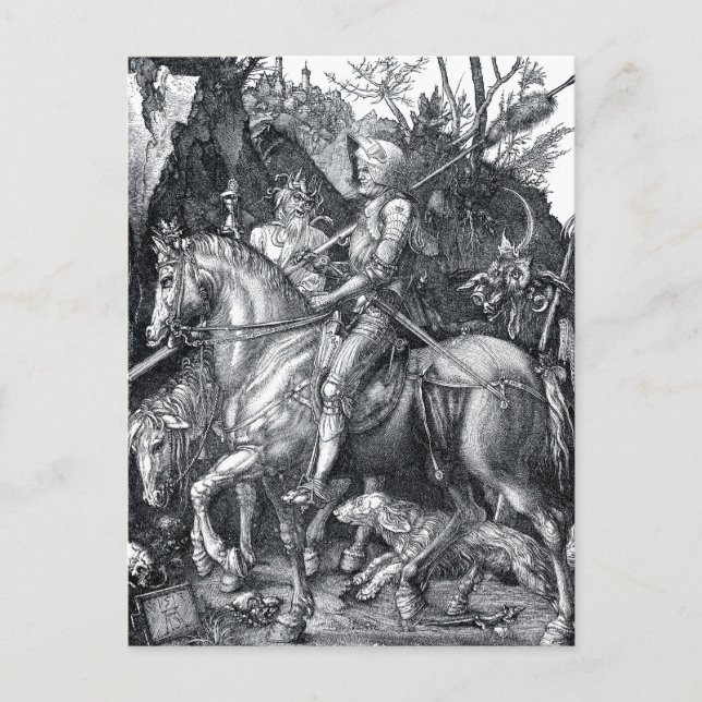 Cartão Postal Cavaleiro, Morte e Diabo - Albrecht Dürer (Frente)