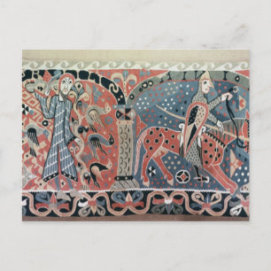 Cartão Postal Cavaleiro Norman em um cavalo malhado