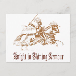 Cartão Postal cavaleiro numa armadura brilhante