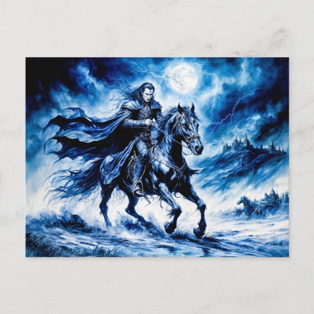 Cartão Postal Cavaleiro Vampiro Atravessa Noite De Tempestade (Frente)