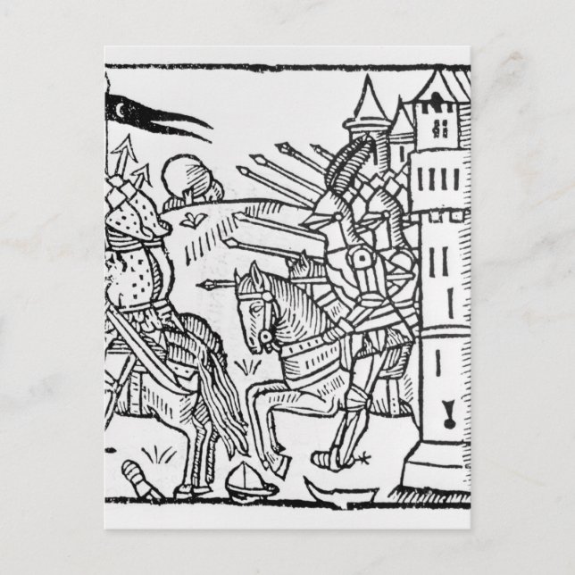 Cartão Postal Cavaleiros furiosos saem para lutar (Frente)