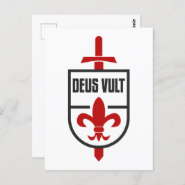 Cartão Postal Cavaleiros Templários Cruzador DEUS VULT Deus o Pr