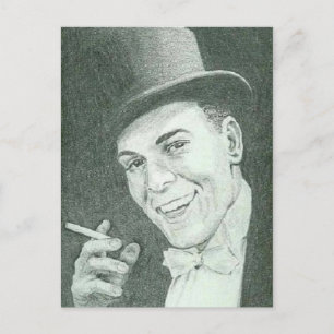 Cartão Postal Cavalheiro no Chapéu Fumando Cigarro