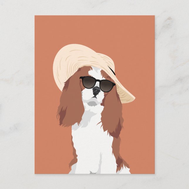 Cartão Postal Cavalier King Charles Spaniel, Cavaliador de Féria (Frente)