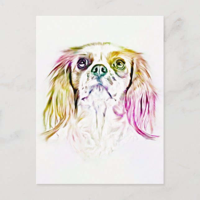 Cartão Postal Cavalier King Charles Spaniel Dog Art Pintura (Frente)