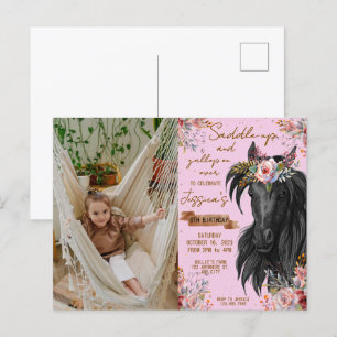 Cartão Postal Cavalo aquarela aniversário vaqueira