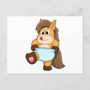 Cartão Postal Cavalo Bebê com Fralda