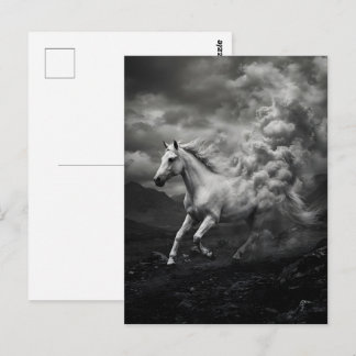 Cartão Postal Cavalo branco dissolvendo-se em nuvens