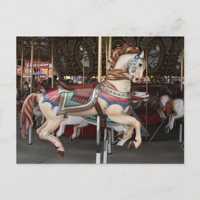 Cartão Postal Cavalo carrossel majestoso. (Frente)