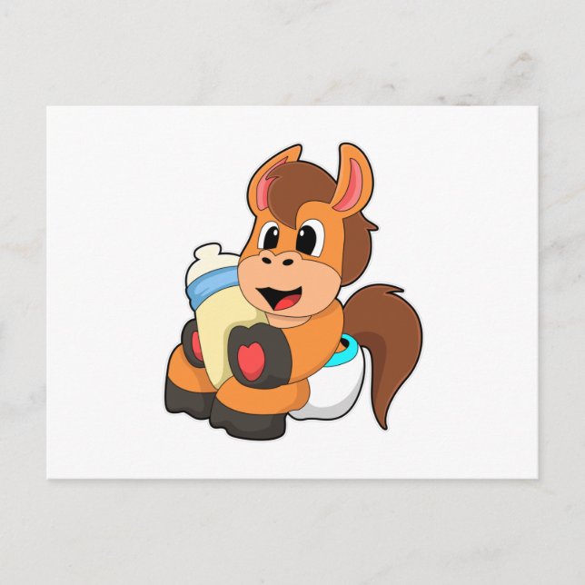 Cartão Postal Cavalo com garrafa de bebê (Frente)