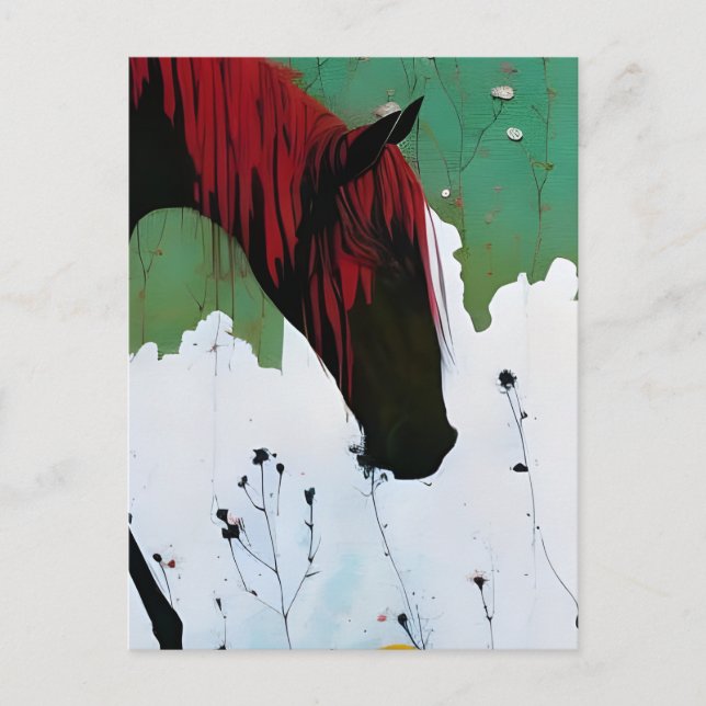 Cartão Postal Cavalo com Mano Vermelho (Frente)