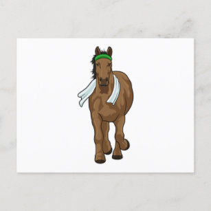 Cartão Postal Cavalo como corredor com toalha