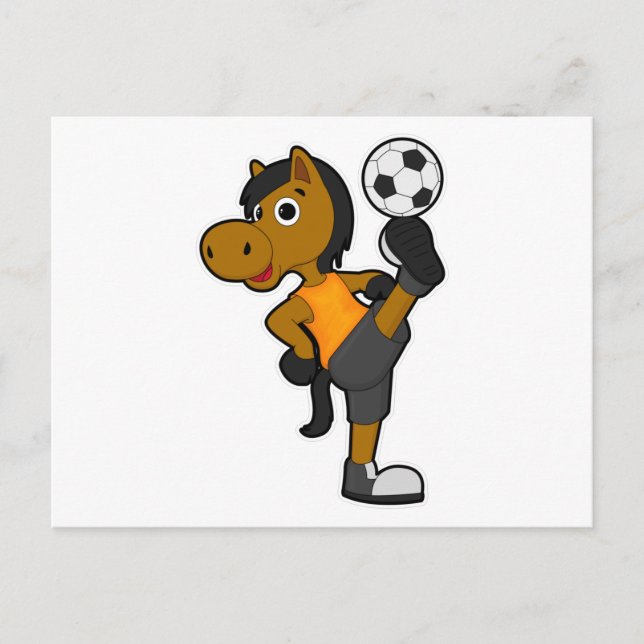 Cartão Postal Cavalo como jogador de futebol com bola de futebol (Frente)