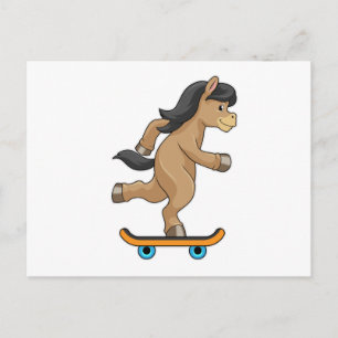 Cartão Postal Cavalo como Skatista com Skate