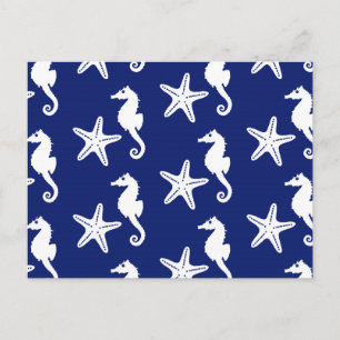 Cartão Postal Cavalo-da-praia - Azul-marinho e branco