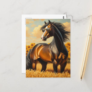 Cartão Postal Cavalo de baía em óculos de sol