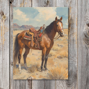 Cartão Postal Cavalo de Baía no Sudoeste do Deserto
