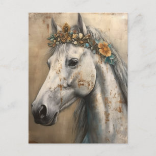 Cartão Postal Cavalo de Cinza Adorável numa Coroa