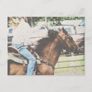 Cartão Postal Cavalo de Corrida de Barril