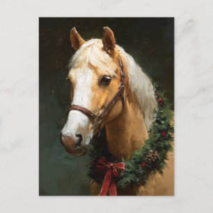 Cartão Postal Cavalo de Férias Elegante com Coroa