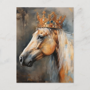 Cartão Postal Cavalo De Palomino Com Coroa