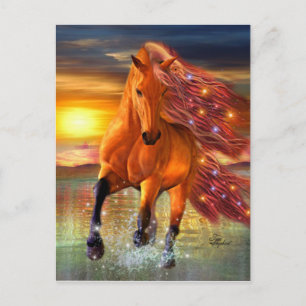Cartão Postal Cavalo De Pancer Do Mar Correndo Na Praia
