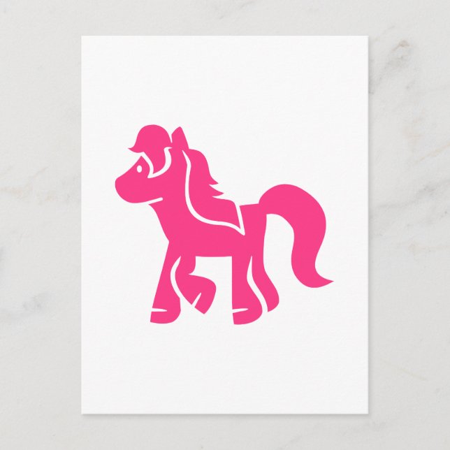 Cartão Postal Cavalo de pônei rosa (Frente)