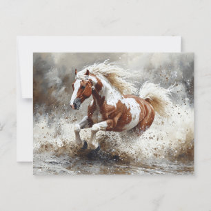 Cartão Postal Cavalo De Tinta Que Atravessa A Água