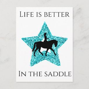 Cartão Postal Cavalo e cavaleiro - A vida é melhor na sela   