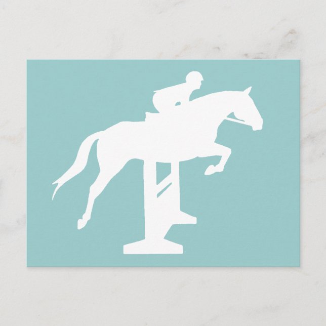 Cartão Postal Cavalo e cavaleiro de caça (branco) (Frente)