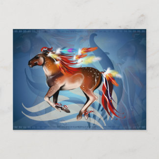 Cartão postal Cavalo e Penas Brilhantes