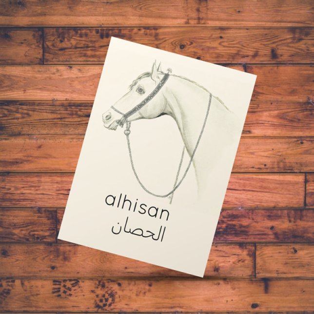 Cartão Postal Cavalo em árabe - ilustração de safra (Criador carregado)