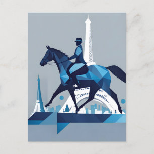 Cartão Postal Cavalo em Paris Blues and Whites