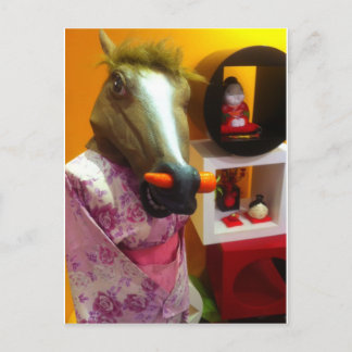 Cartão Postal Cavalo Em Um Kimono