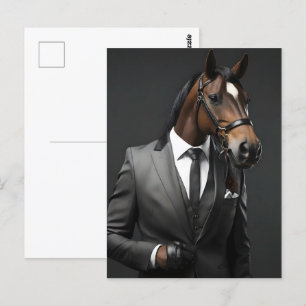 Cartão Postal Cavalo engraçado de terno