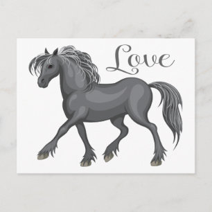 Cartão Postal Cavalo Fofo Pônei Equestre Olá, Amor, Te Amo