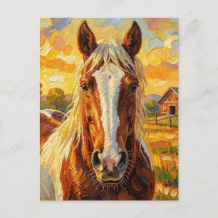 Cartão Postal Cavalo Impasto numa Fazenda   Manter Contato