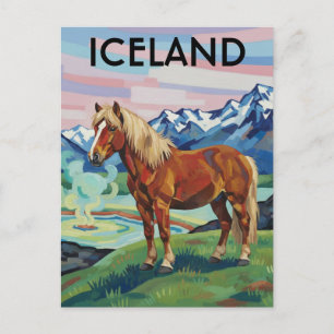 Cartão Postal Cavalo Islandês em Viagem pela Islândia