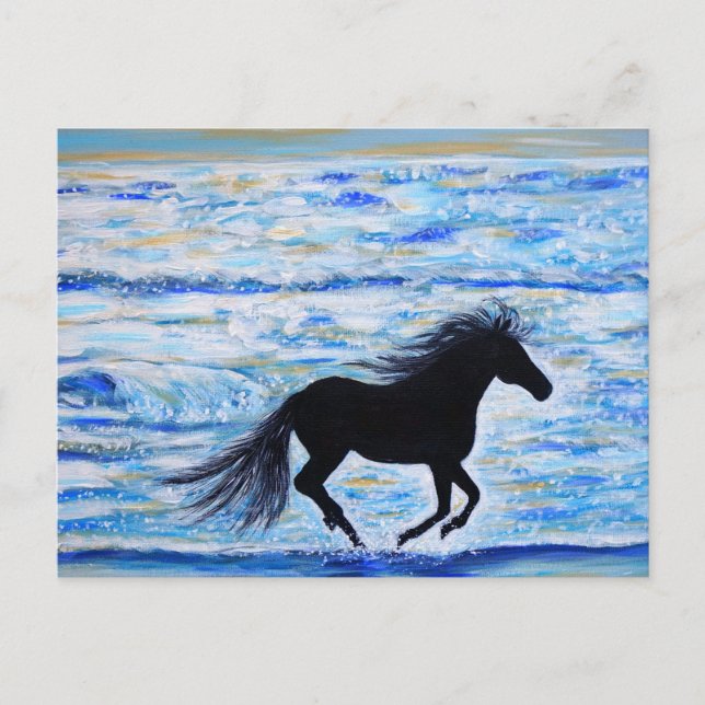 Cartão Postal Cavalo Livre pela Pintura do Mar (Frente)