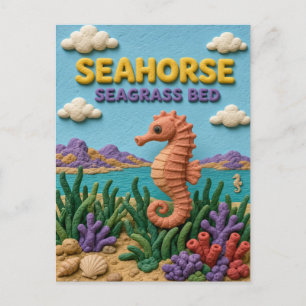 Cartão Postal Cavalo-Marinho, Arte em Argila de Leito de Erva-Ma