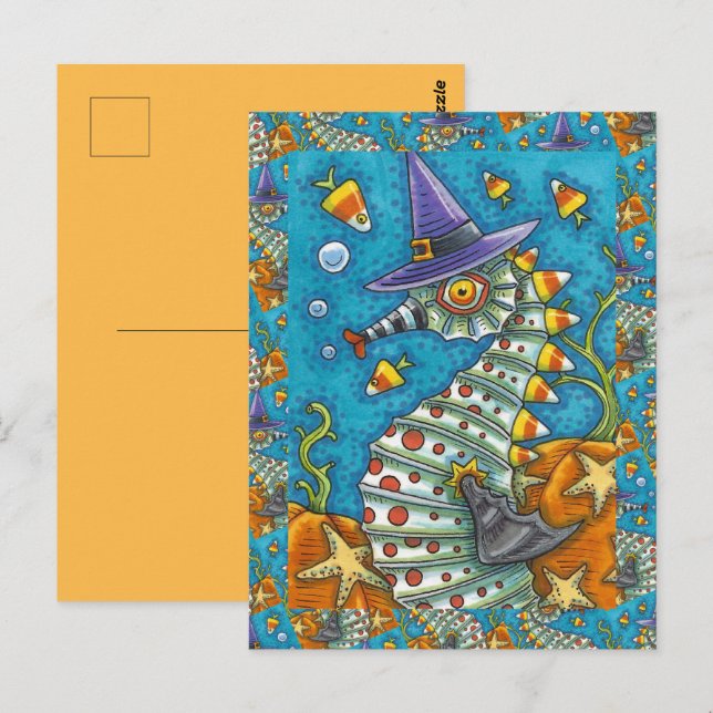 Cartão Postal CAVALO-MARINHO DE MILHO DE TRIGO DE Halloween, PEI (Frente/Verso)