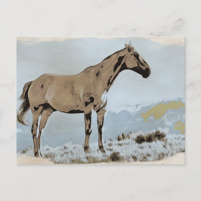 Cartão Postal *~* Cavalo - Montanhas de Hill AR22 Equine Western (Frente)