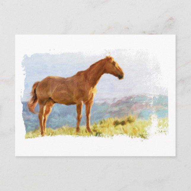 Cartão Postal *~* Cavalo - Montanhas do Monte AR22 Equine Waterc (Frente)