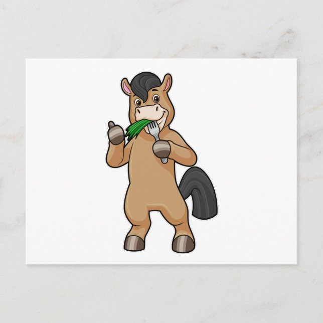Cartão Postal Cavalo na Comida de Vegan (Frente)