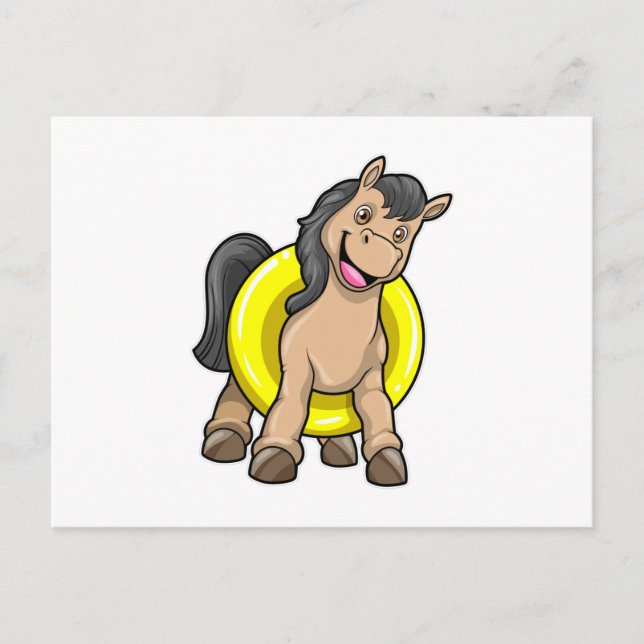 Cartão Postal Cavalo na praia com boia (Frente)